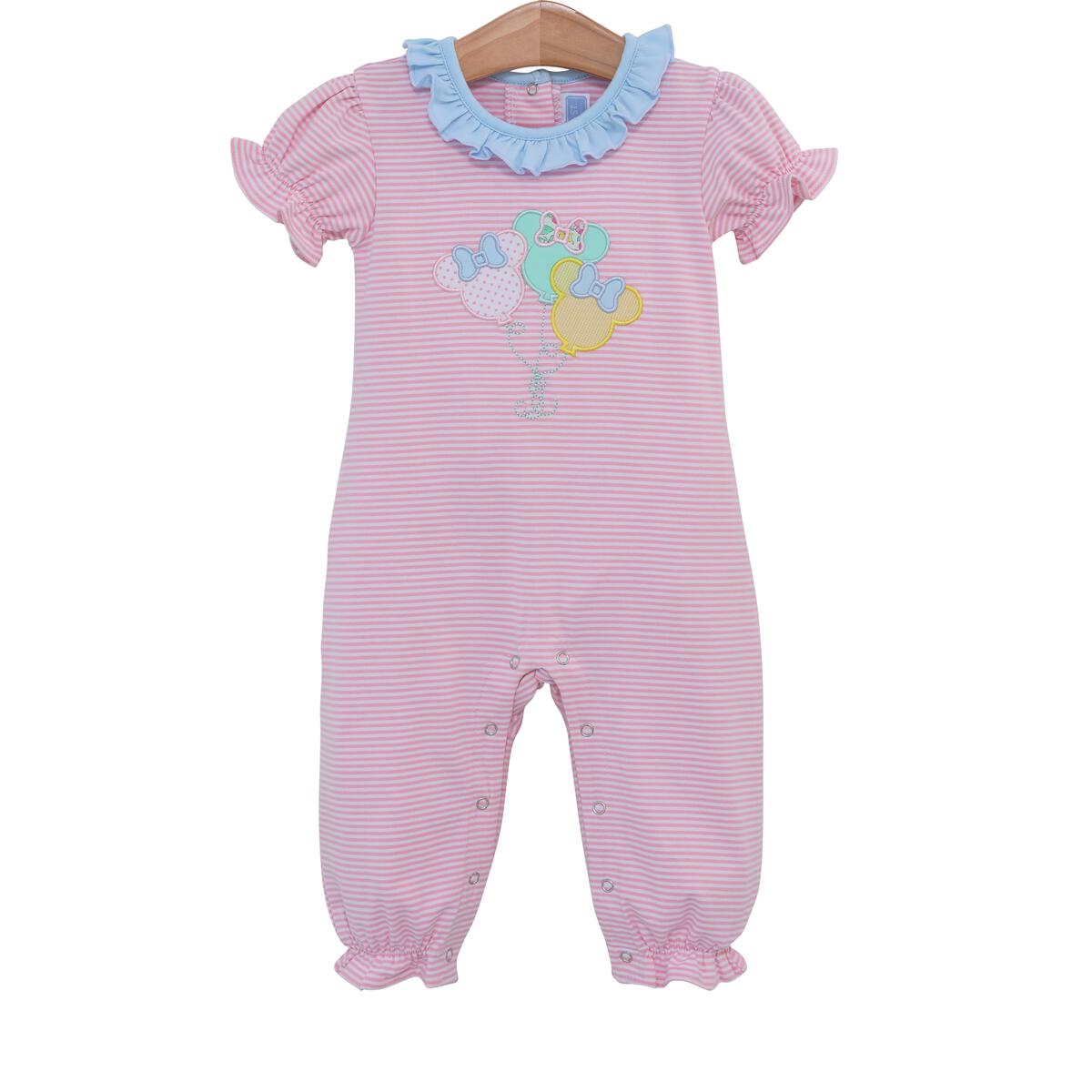 Pink Mickey Mouse Balloon Applique Ruffle Romper
