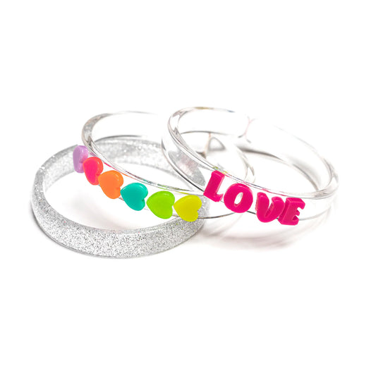 Lilies & Roses Neon Hearts Bracelet Set