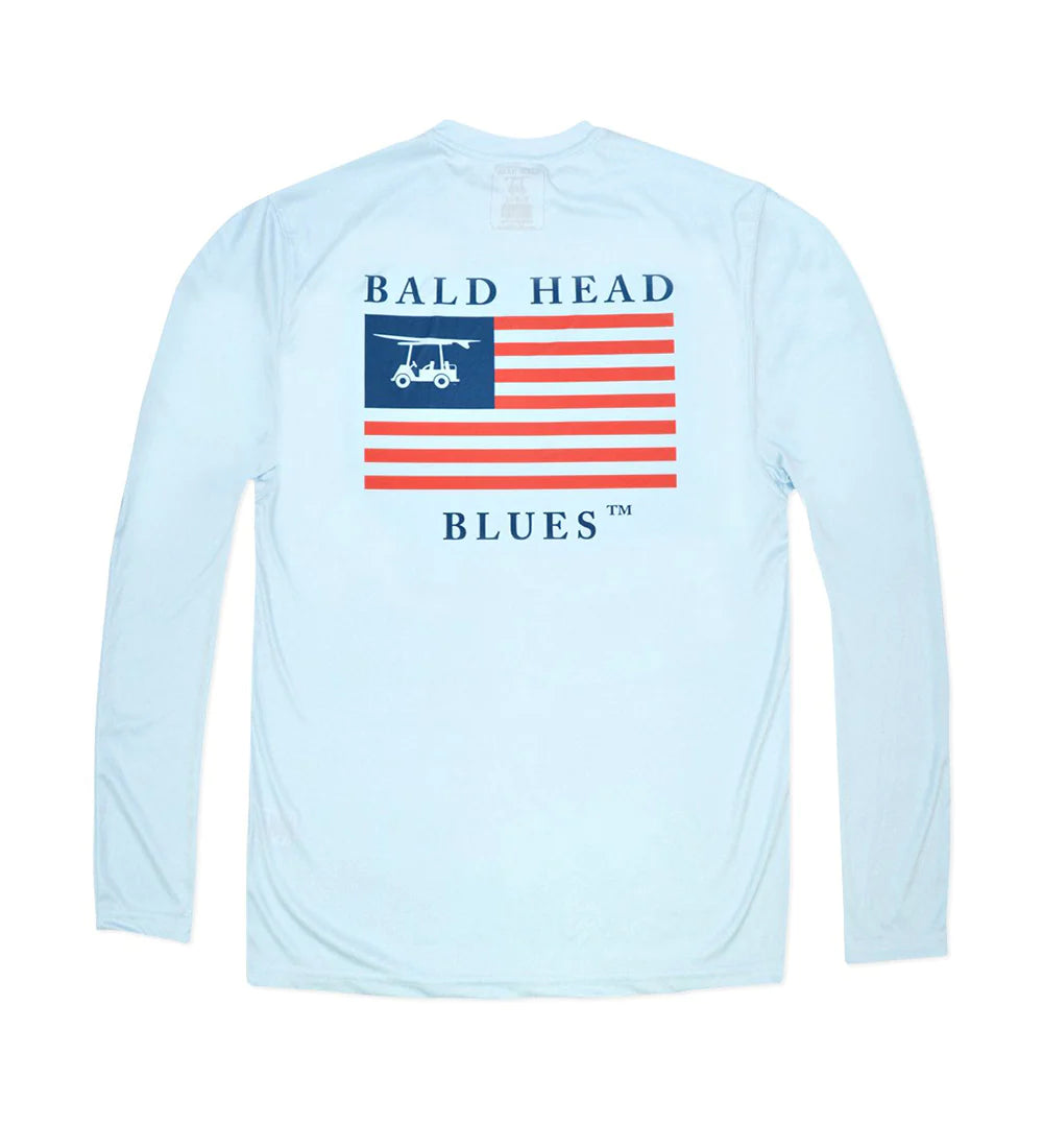 Bald Blues Performance Long Sleeve Tee With USA Flag