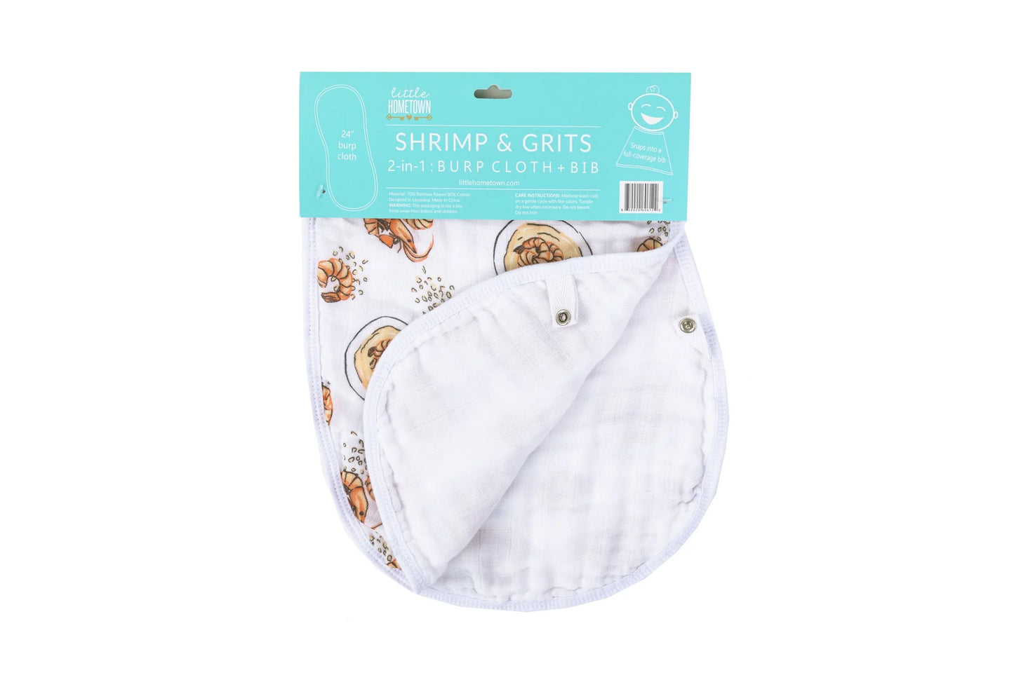 Shrimp And Grits Burp Cloth + Bib