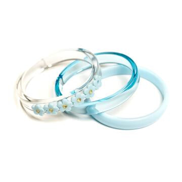 Lilies & Roses Baby Blue Flower + Crystal Bangles