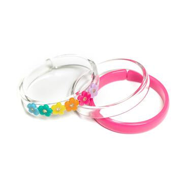 Lilies & Roses Bright Colored Flower + Crystal Bangles