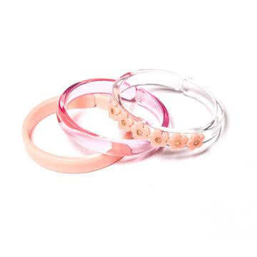 Lilies & Roses Coral Flowers + Crystals Bangles