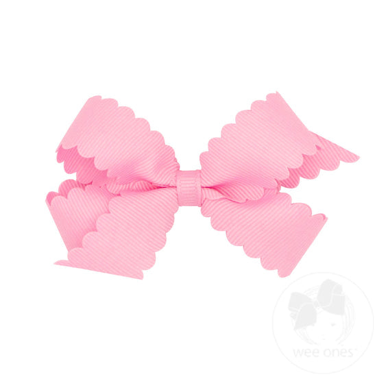 Wee Ones Mini Grosgrain Scalloped Edge Girls Hair Bow