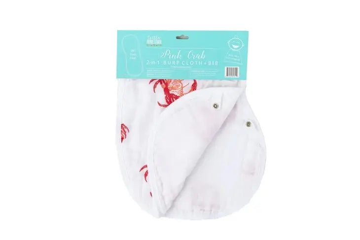 Pink Crab Burp Cloth + Bib