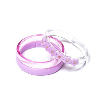 Lilies & Roses Purple Flowers + Crystal Bangles