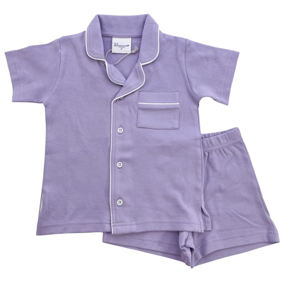 Purple Button Up Short Sleeve Pajama Set