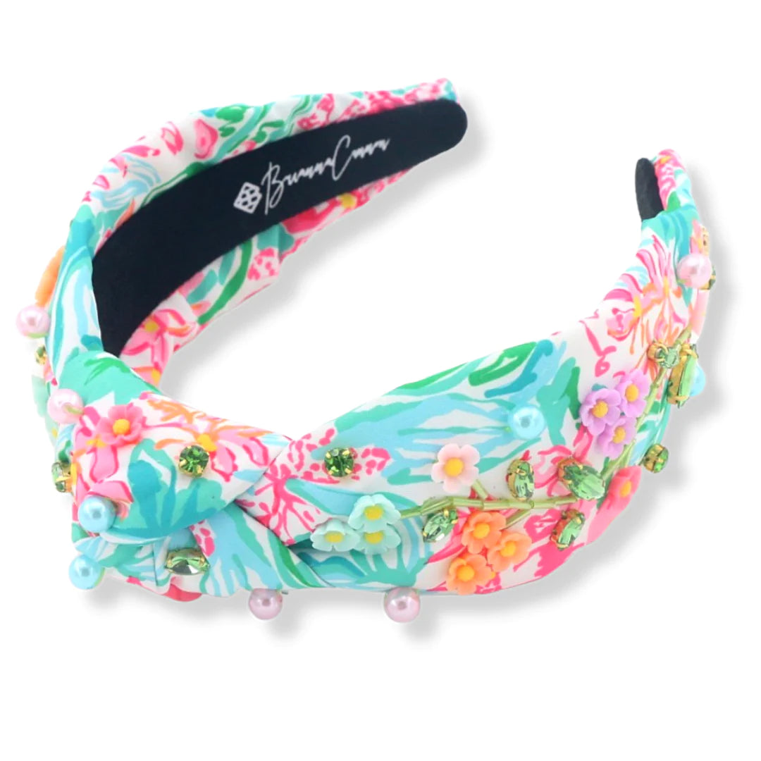 Brianna Cannon Spring Flower Garden Adult Headband W/ Crystals & Pearls